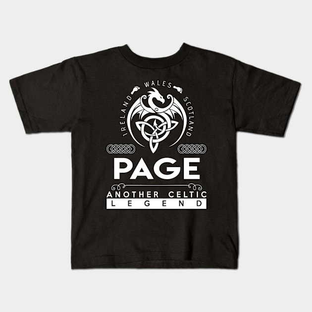 Page Name T Shirt - Another Celtic Legend Page Dragon Gift Item Kids T-Shirt by harpermargy8920